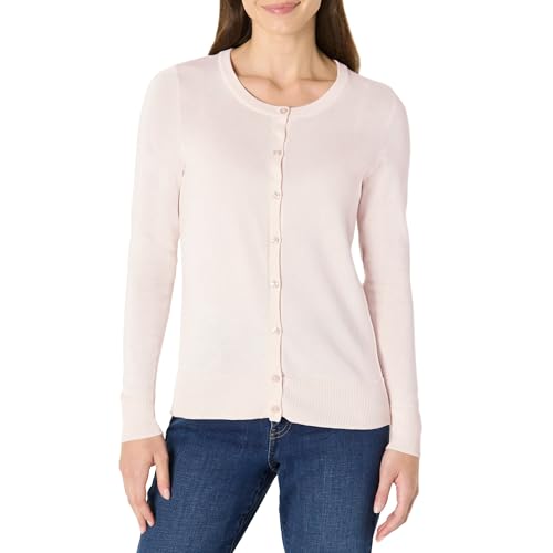 Pale pink lightweight button-front cardigan