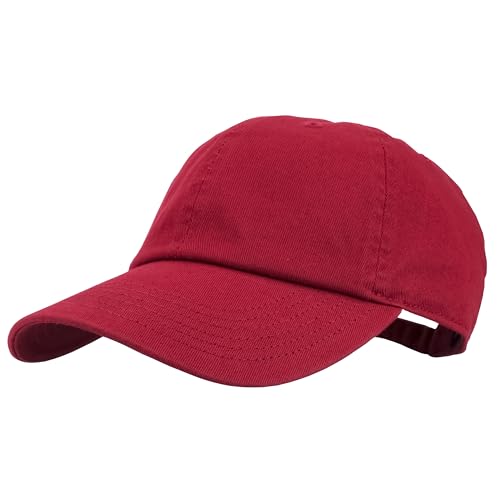 Plain red adjustable cotton baseball cap