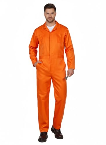 Orange full-length work coveralls