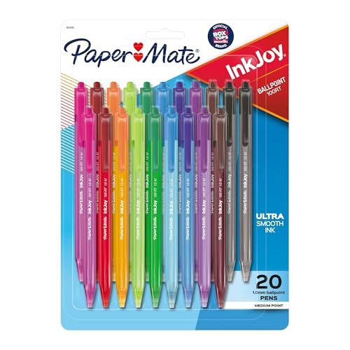 A twenty-pack of retractable ballpoint pens in assorted colors