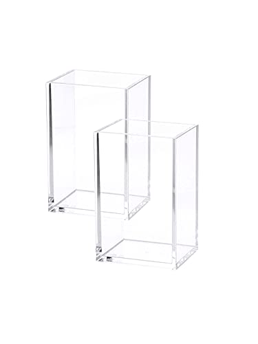 Two clear acrylic pen holder cups