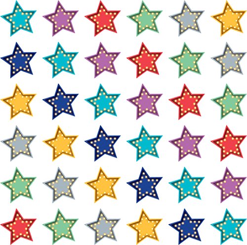 Small multicolored star accents with marquee dot borders