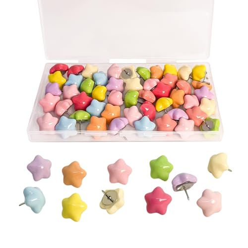 Decorative push pins with pastel star-shaped heads