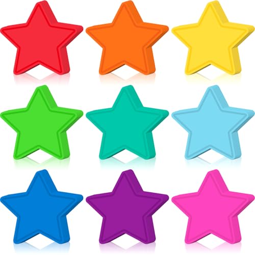 Paper star cutouts in bright saturated colors