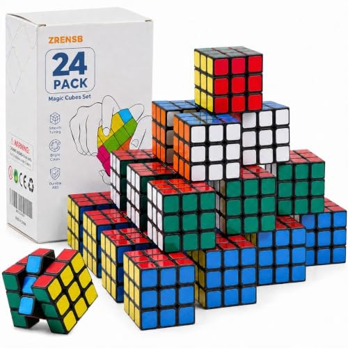 Miniature three by three twisting puzzle cubes in a bulk set