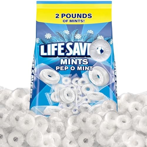 Bulk bag of individually wrapped red and white peppermint hard candies
