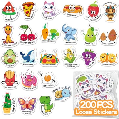 Sheets of student reward stickers with short motivational phrases