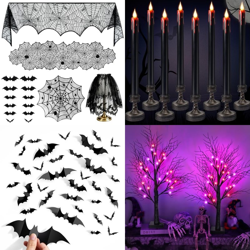 Halloween school library decor collage