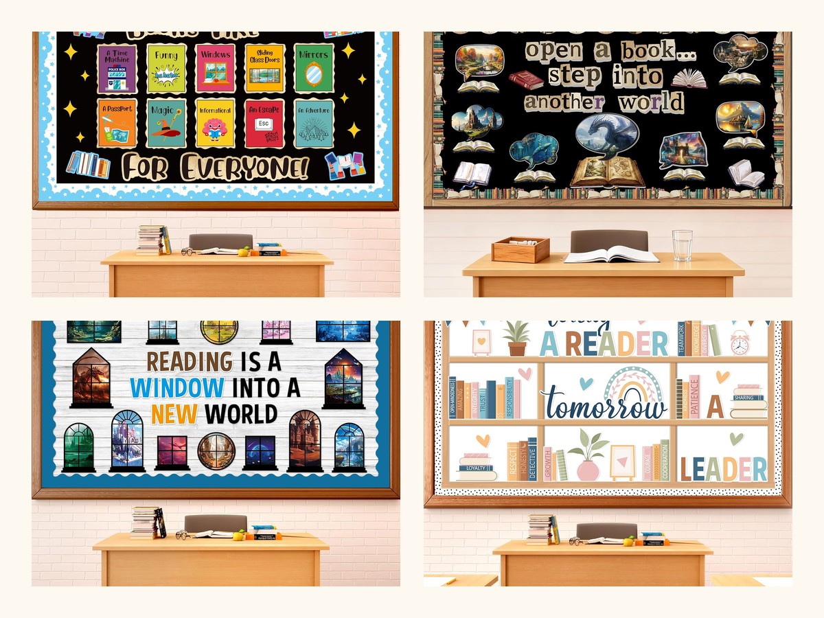 Middle school library bulletin board kits collage