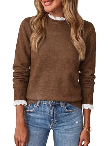 Plain brown lightweight crewneck sweater