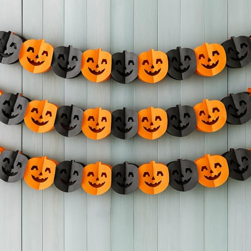 Ten-foot garland of alternating black and orange paper pumpkins