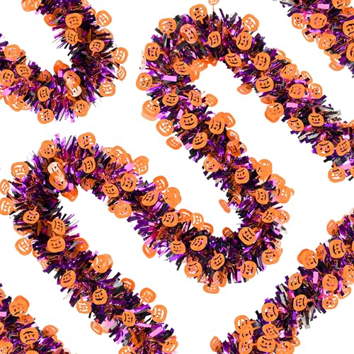 Metallic twist garland in purple and orange with glitter pumpkin accents