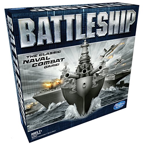 Battleship game with two open blue grid cases, ships and pegs
