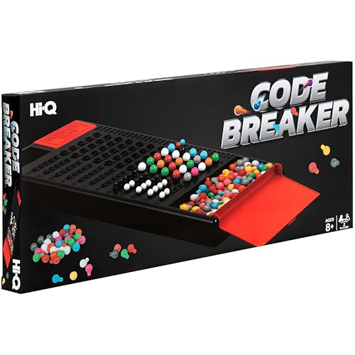 Hi-Q Code Breaker game board with colored pegs set into guess rows