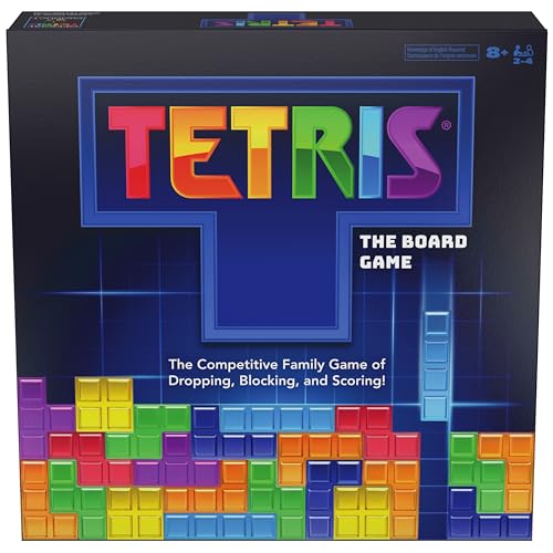 Tetris board game box showing player grids and colored tetrimino pieces