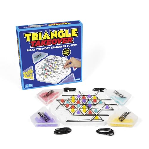 Triangle Takeover brain game box with colored triangle pieces