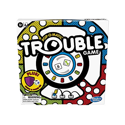 Trouble board game with its center dice popper and colored pegs