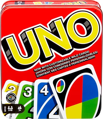 UNO card game deck with colored number and action cards fanned out