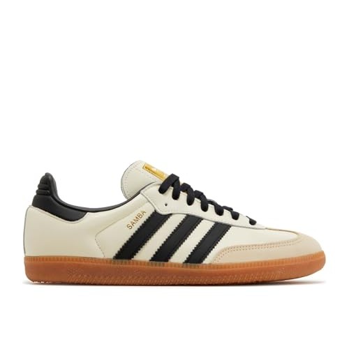 adidas Samba OG in cream and black with a gum sole
