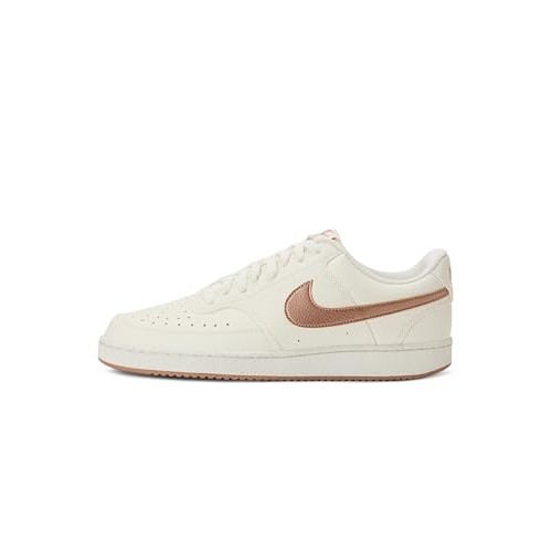 Nike Court Vision Low in cream with a rose swoosh