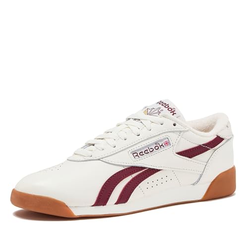 Reebok Freestyle Lo in white with burgundy