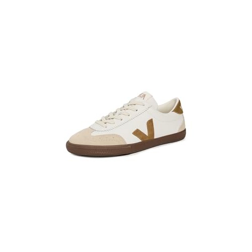 Veja Volley in cream canvas with a brown V